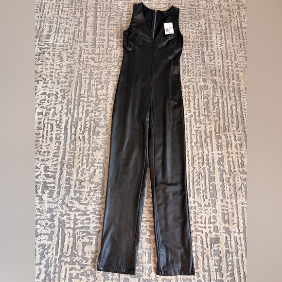 Forever 21 black faux leather Sleeveless Jumpsuit - Picture 3 of 4